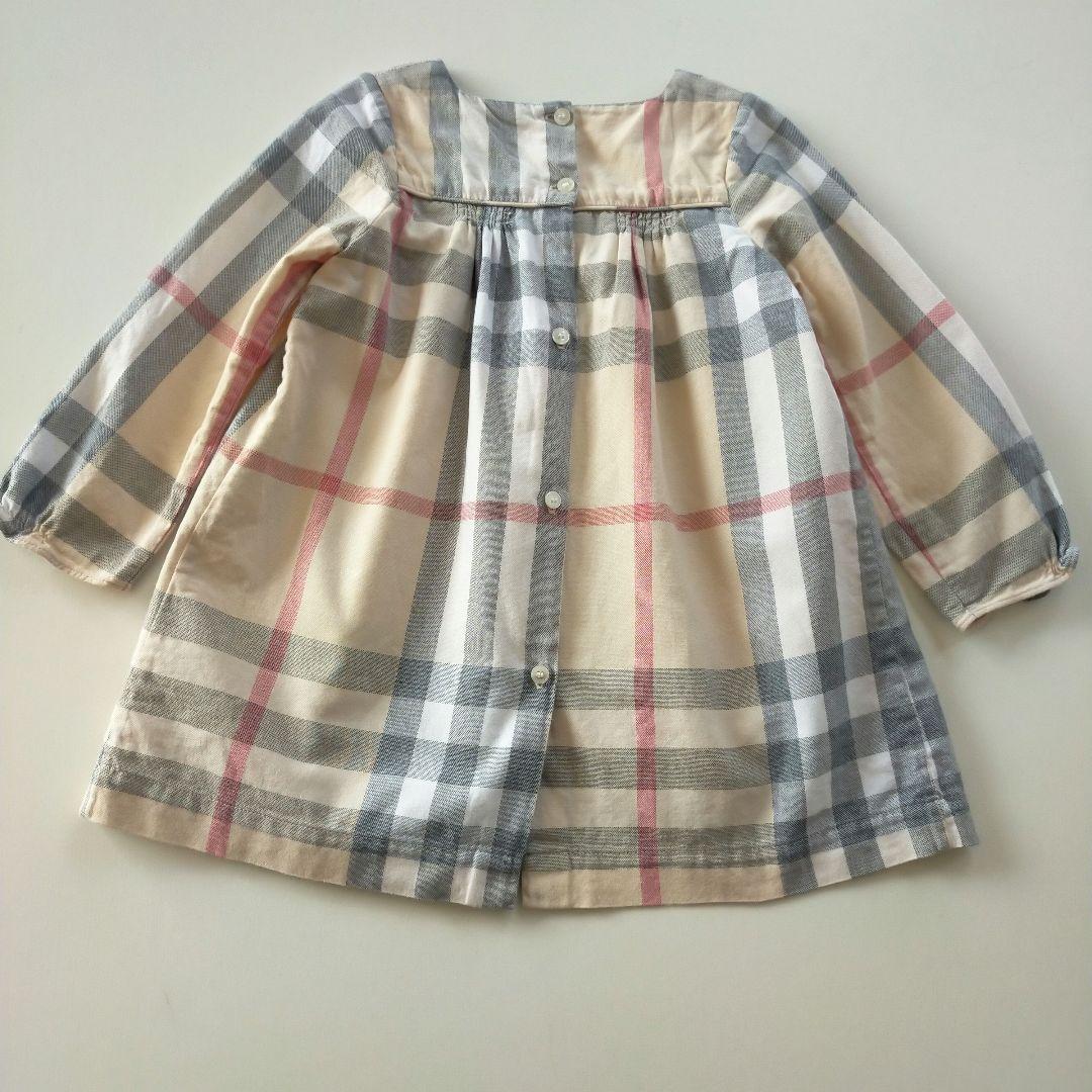 美品★18M 86cm BURBERRYバーバリー チェック 長袖ワンピース