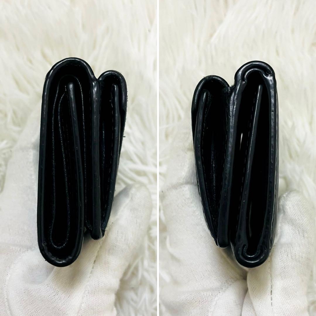 極美✨PRADA 三つ折り財布 ヴィッテロムーブ シボ革 レザー 黒