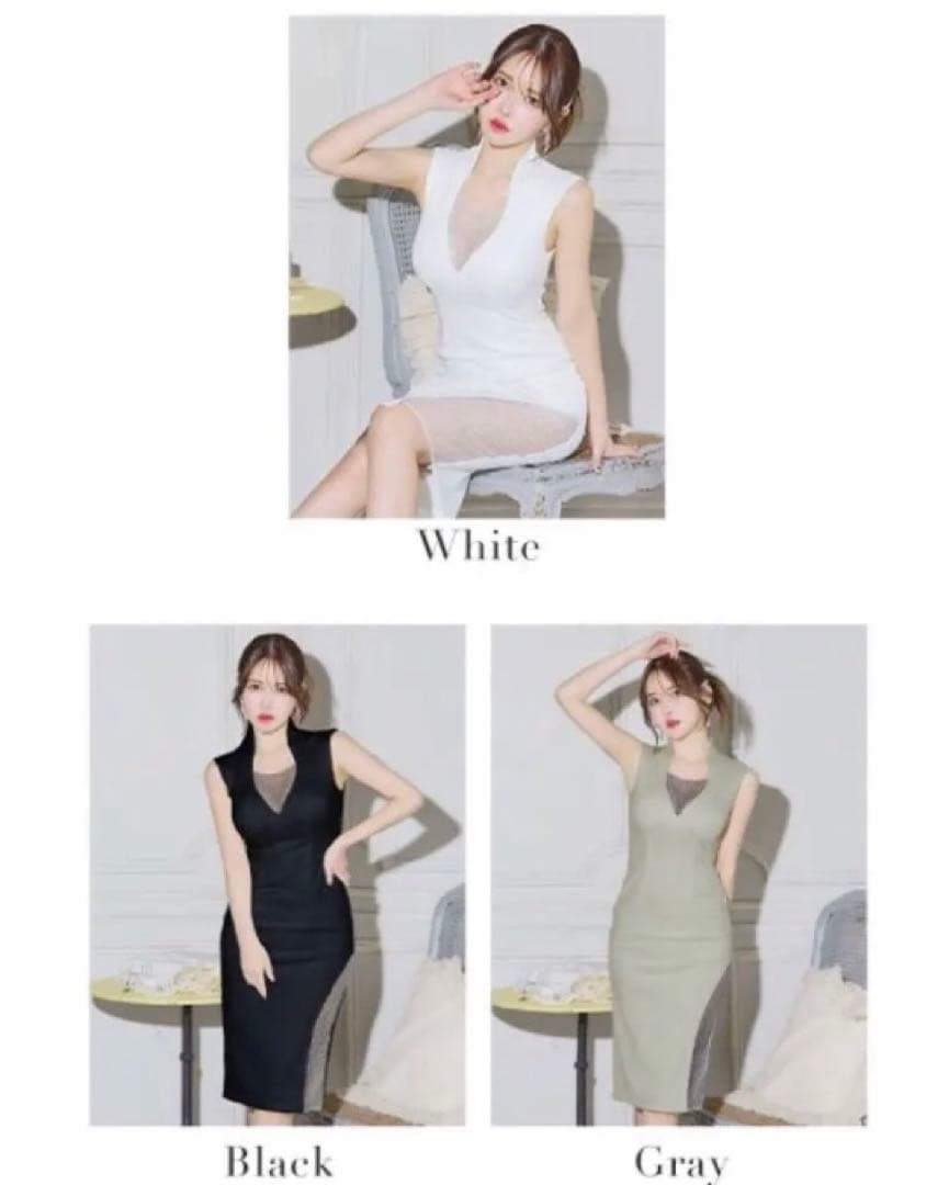 [美品]Veautt/ヴュート/シャイニングメッシュ/ミディアムドレス