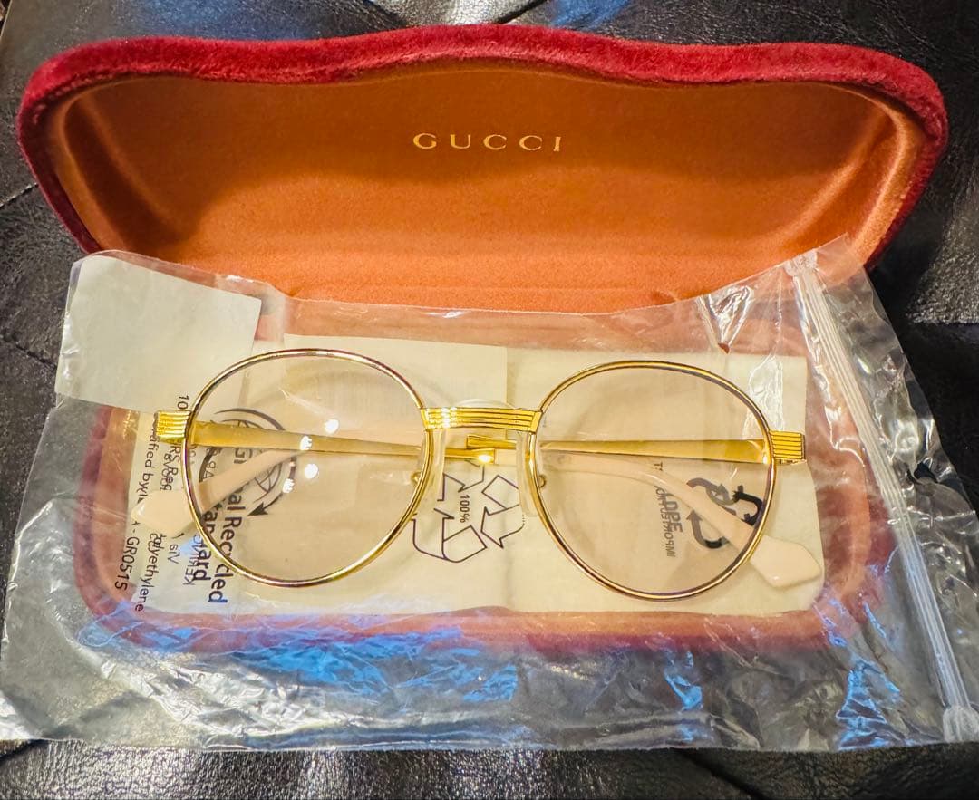 GUCCI ゴールド&クリアイエロー サングラス