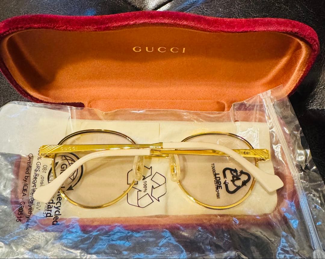 GUCCI ゴールド&クリアイエロー サングラス