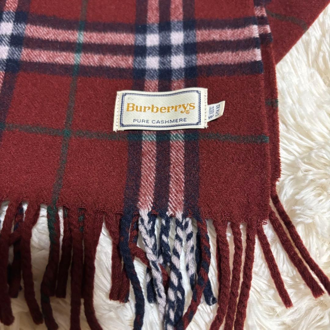 美品✨️ バーバリー カシミヤ100% マフラー ノバチェック ワインレッド