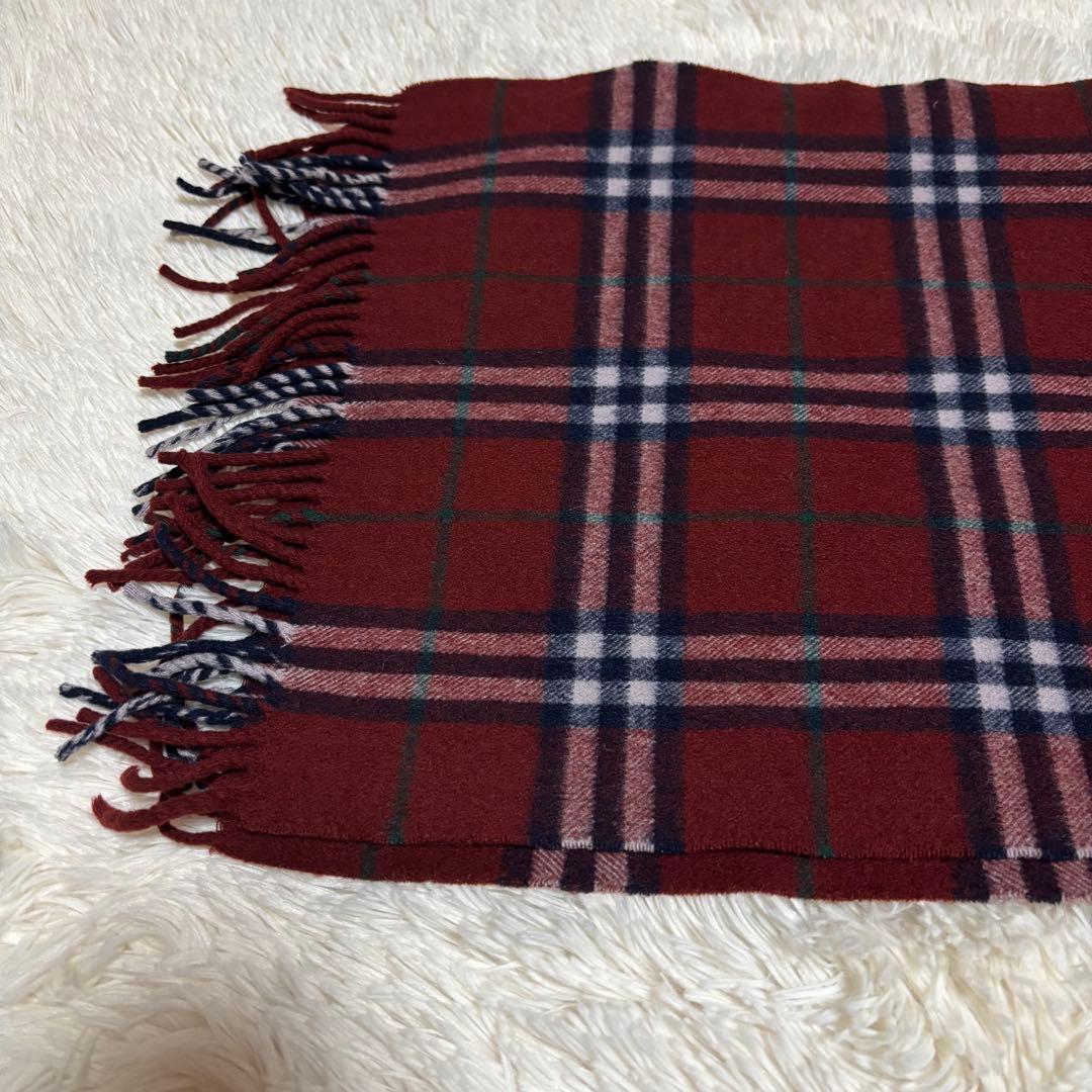 美品✨️ バーバリー カシミヤ100% マフラー ノバチェック ワインレッド