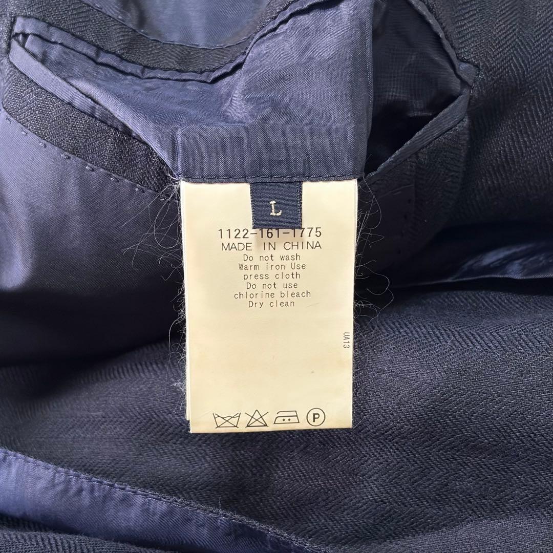 美品 ユナイテッドアローズ 麻リネン100% ヘリンボーン ジャケット L 紺