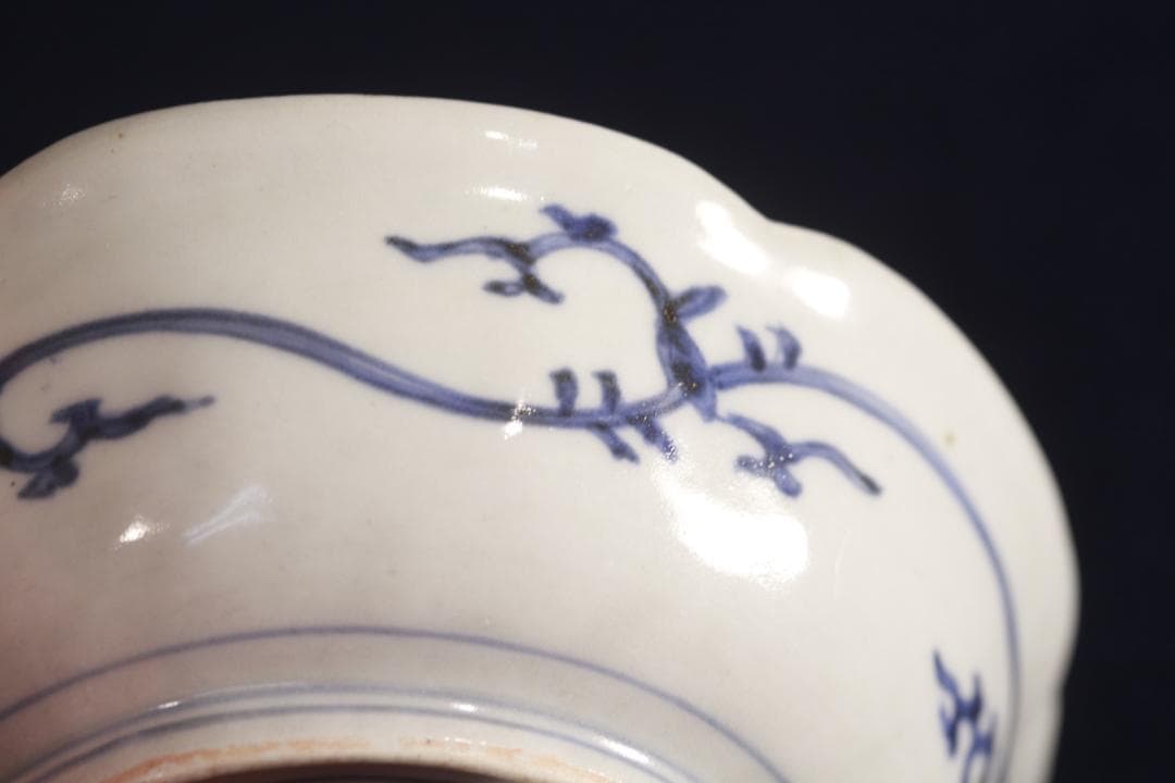 310　古伊万里上手染付角福銘松竹梅くらわんか中皿　無疵美品　江戸中期