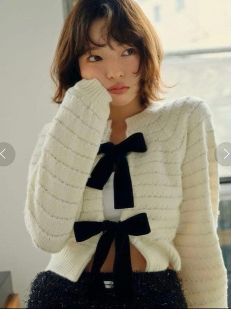 Lily Brown ベロアリボンカーディガン リリーブラウン