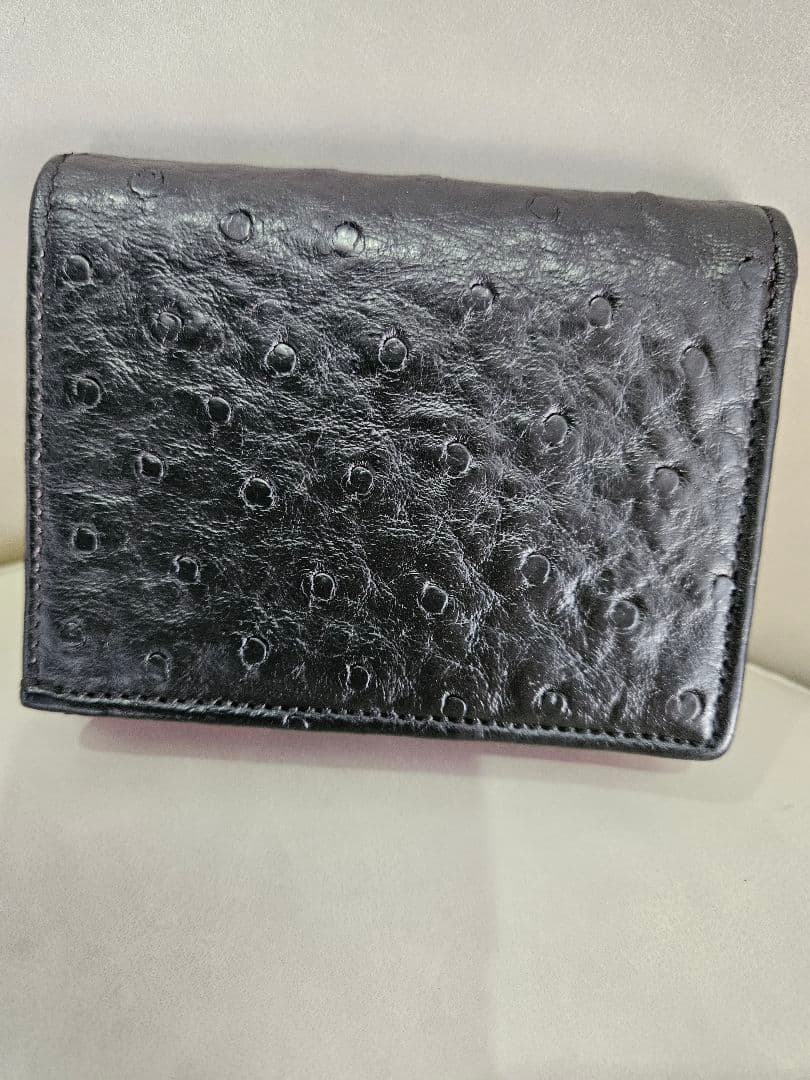 オーストリッチ　GUCCI 二つ折り財布 ブラック パープル　ggマーモント