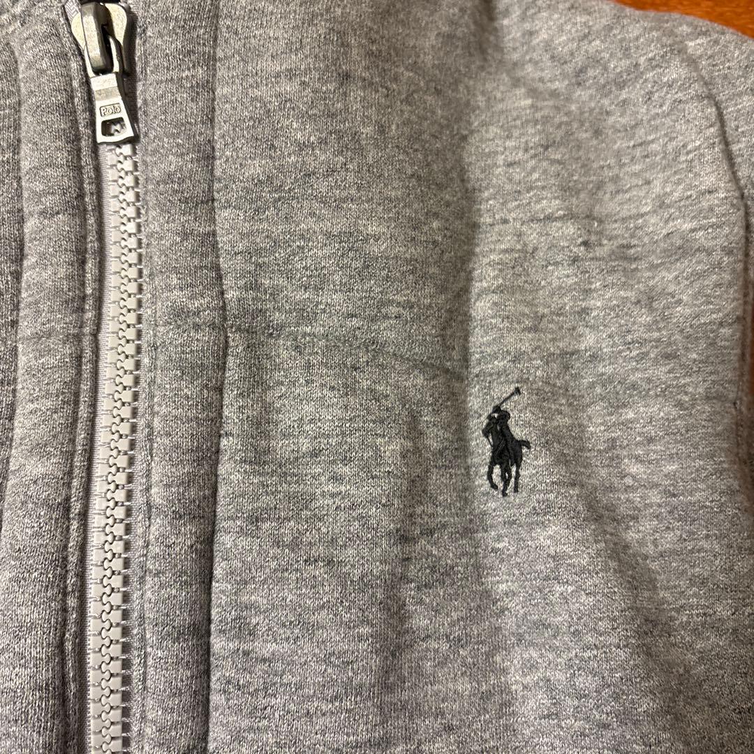 POLO RALPH LAUREN 刺繍ロゴ ジップパーカー ベスト XLグレー