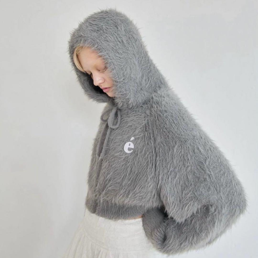 épine é shaggy knit zipper hoodie