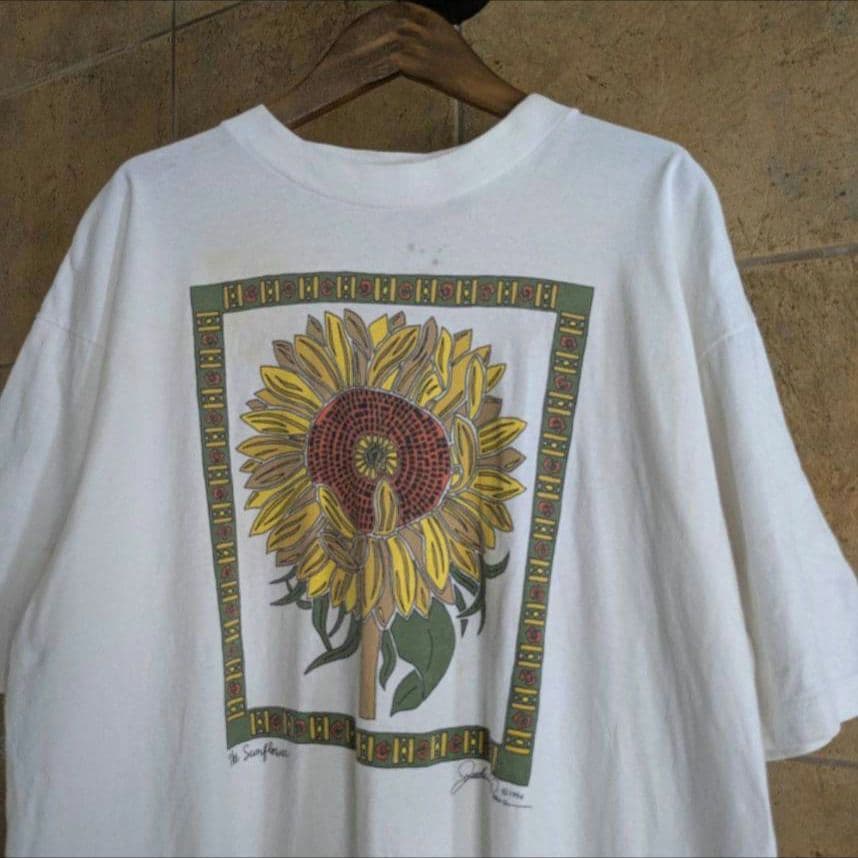 た*ち様 90s USA製　向日葵　サンフラワー　Tシャツ シングルステッチ　X