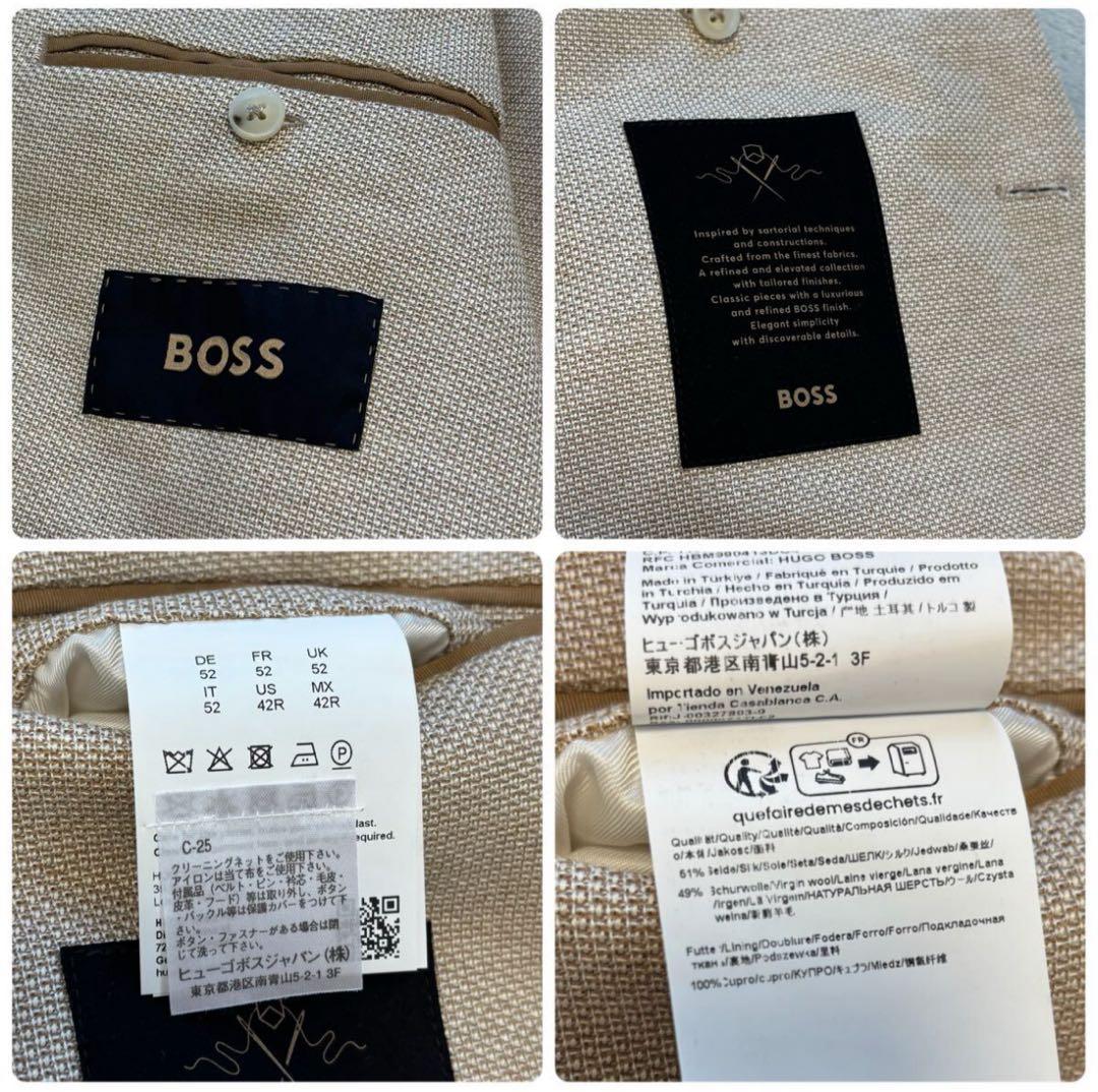 極美品 現行 52サイズ HUGOBOSS テーラードジャケット 2B シルク