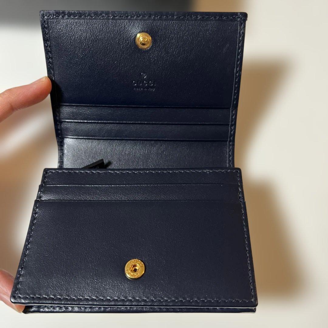 GUCCI 二つ折り財布 ベージュ/ネイビー