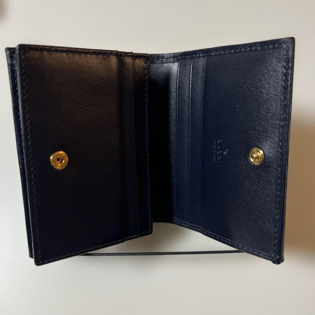GUCCI 二つ折り財布 ベージュ/ネイビー