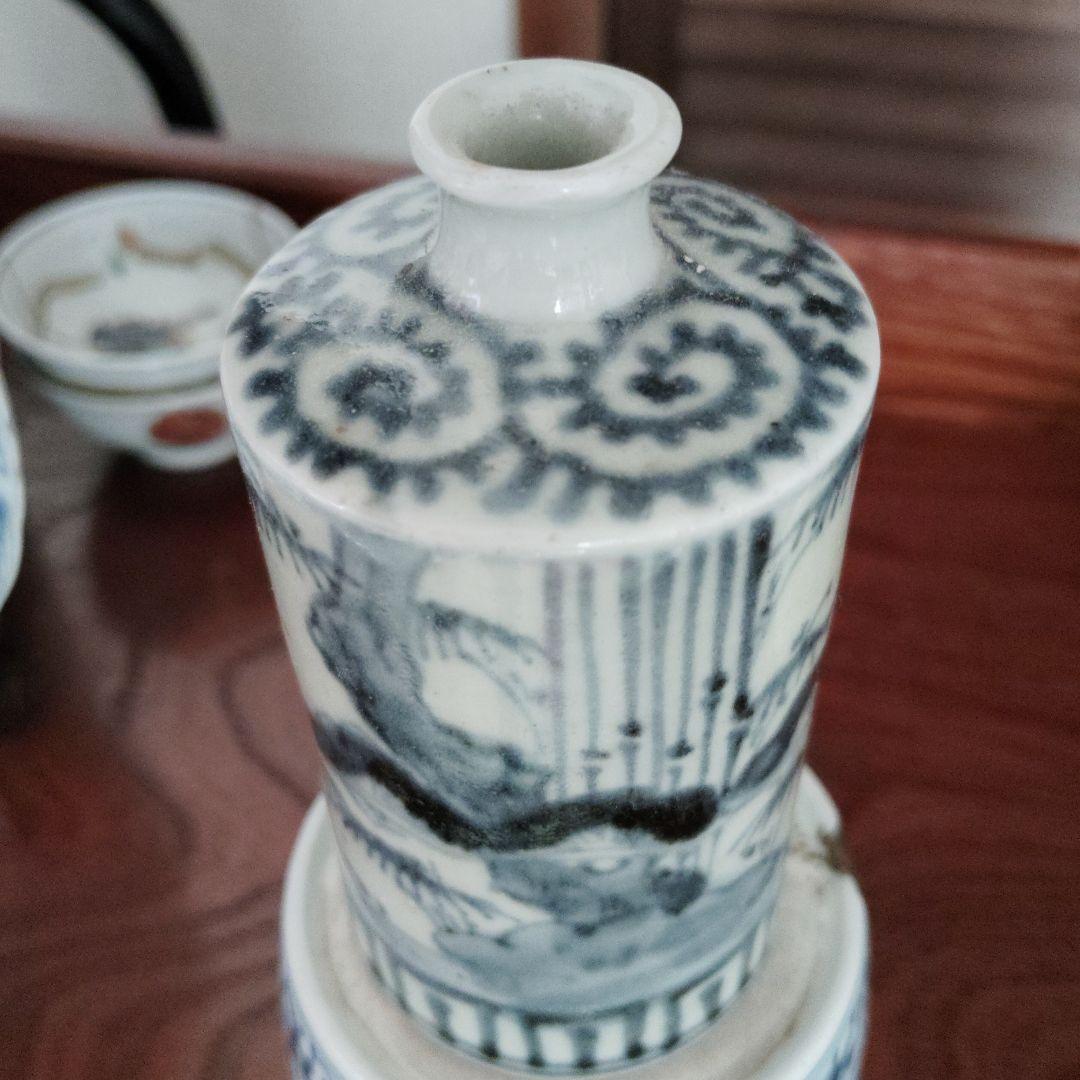 古伊万里　蛸唐草 蝋燭徳利 一輪挿し　油壷　　麦わらの少年