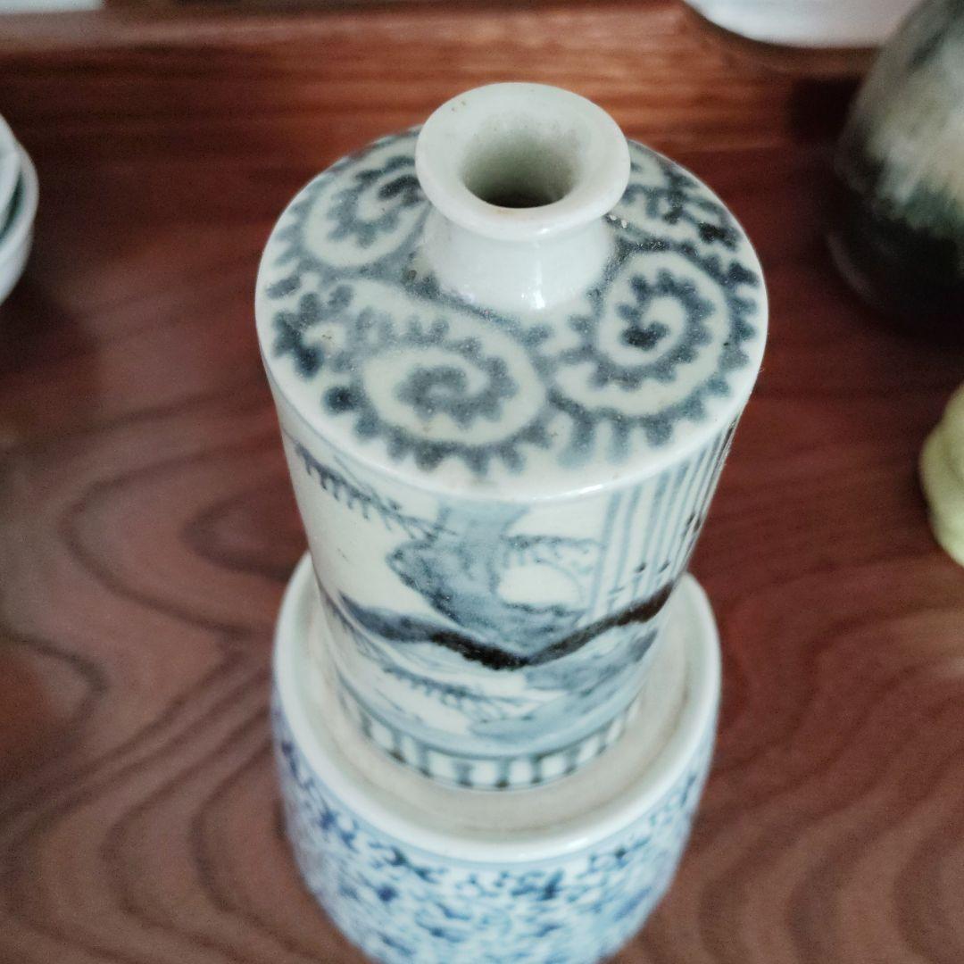 古伊万里　蛸唐草 蝋燭徳利 一輪挿し　油壷　　麦わらの少年