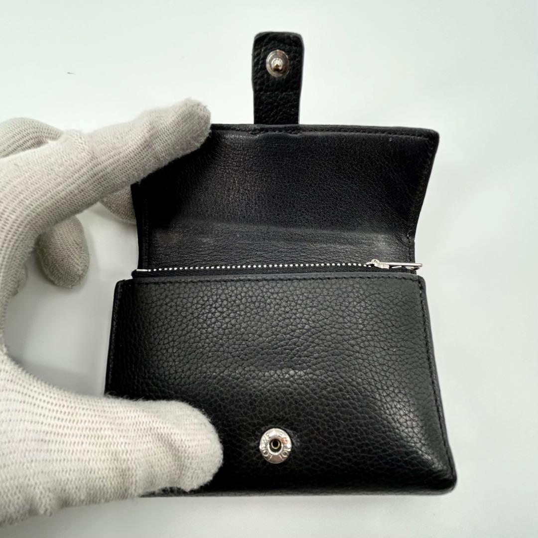 美品✨ロエベ 三つ折り財布 バーティカル アナグラム 型押し レザー ブラック