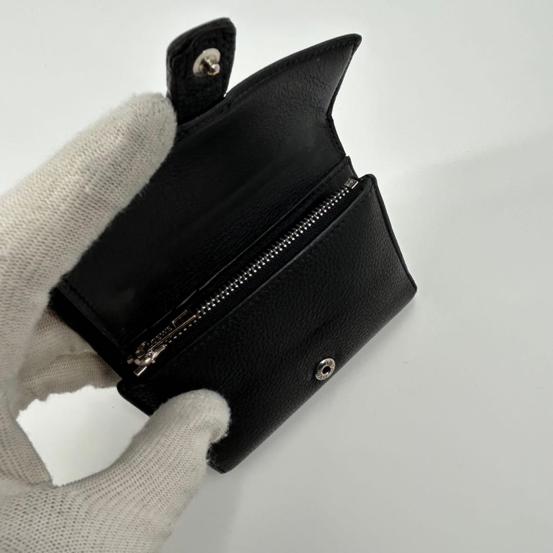 美品✨ロエベ 三つ折り財布 バーティカル アナグラム 型押し レザー ブラック