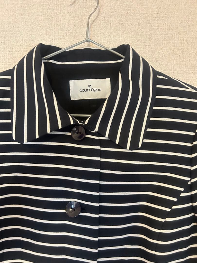 courrèges テーラードジャケット 黒白ストライプ