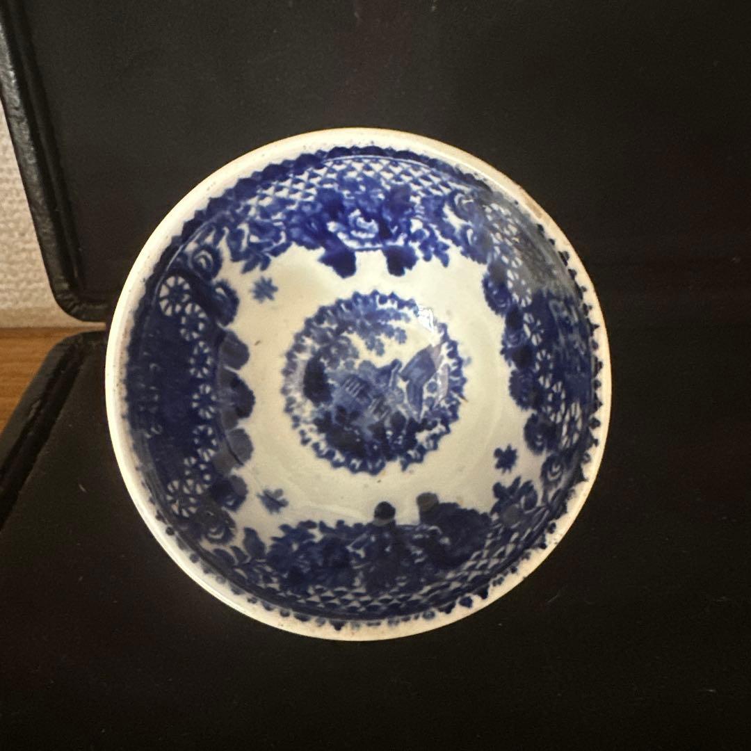 フランスアンティークカフェオーレボール　藍色