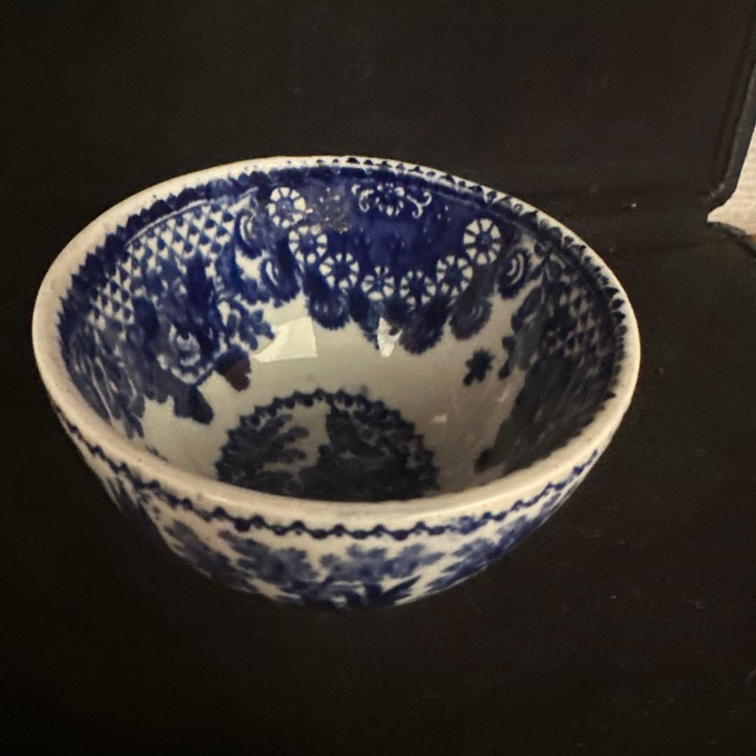フランスアンティークカフェオーレボール　藍色