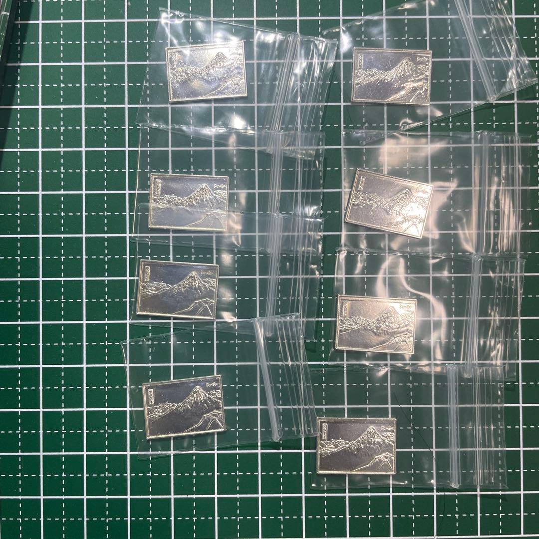 純銀レリーフ プレート ミニ 富士山彫刻 8枚セット 11.69g 造幣局マーク