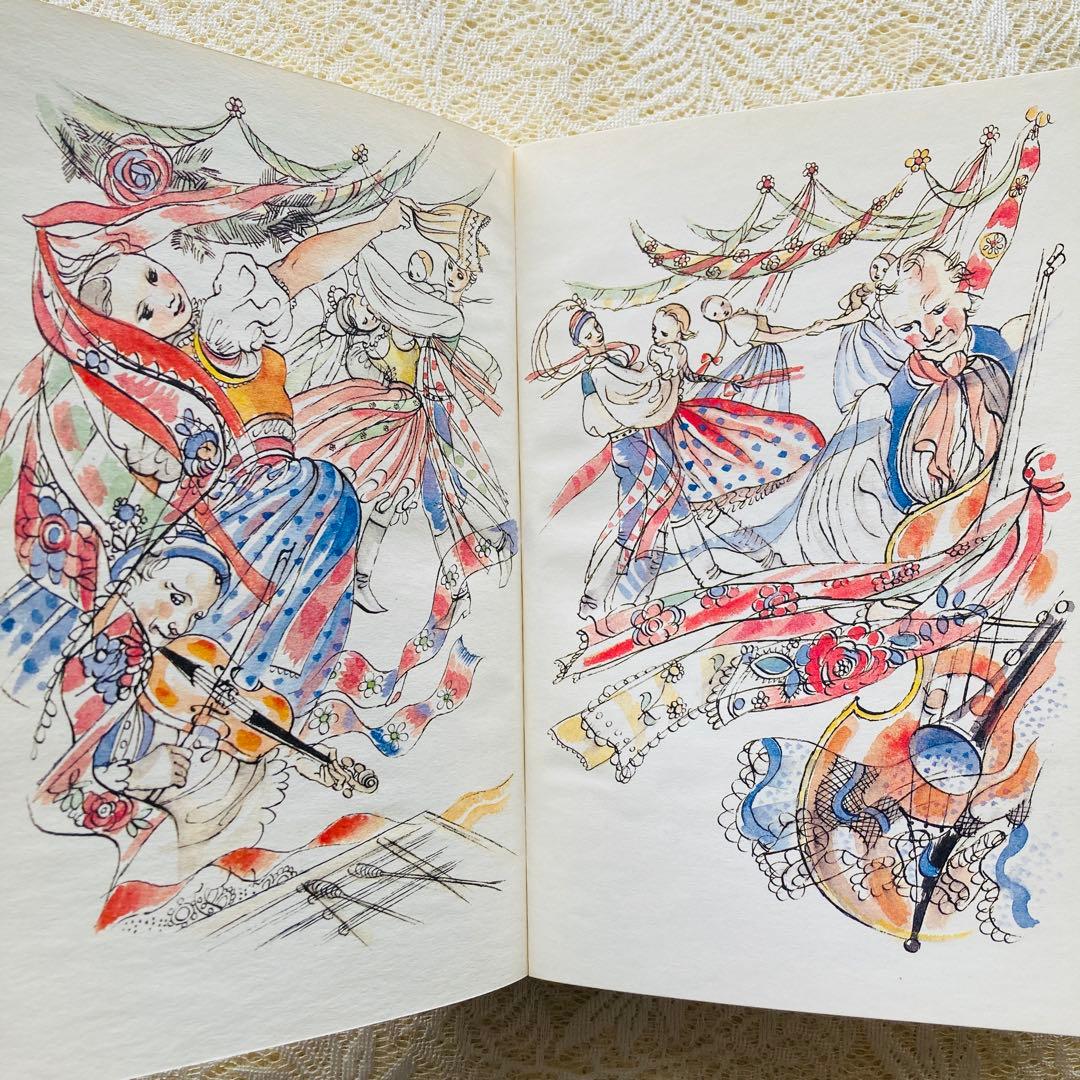 洋書　古書　チェコの古い絵本　春を彩る童謡集・詩集　鮮やかで美しい挿絵♡