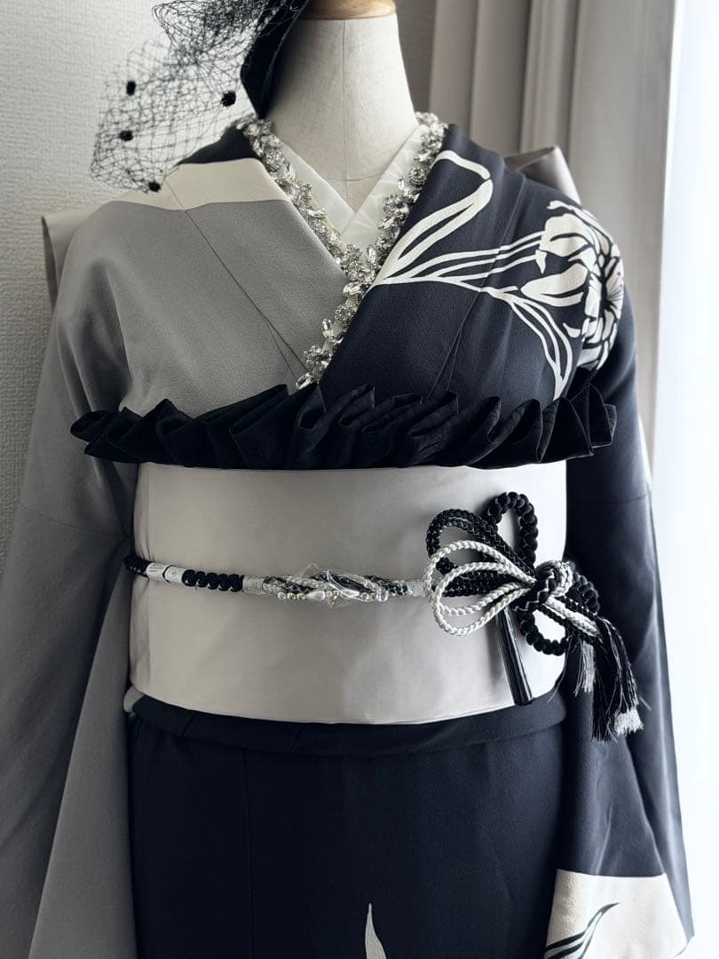 黒白灰色　振袖フルセット