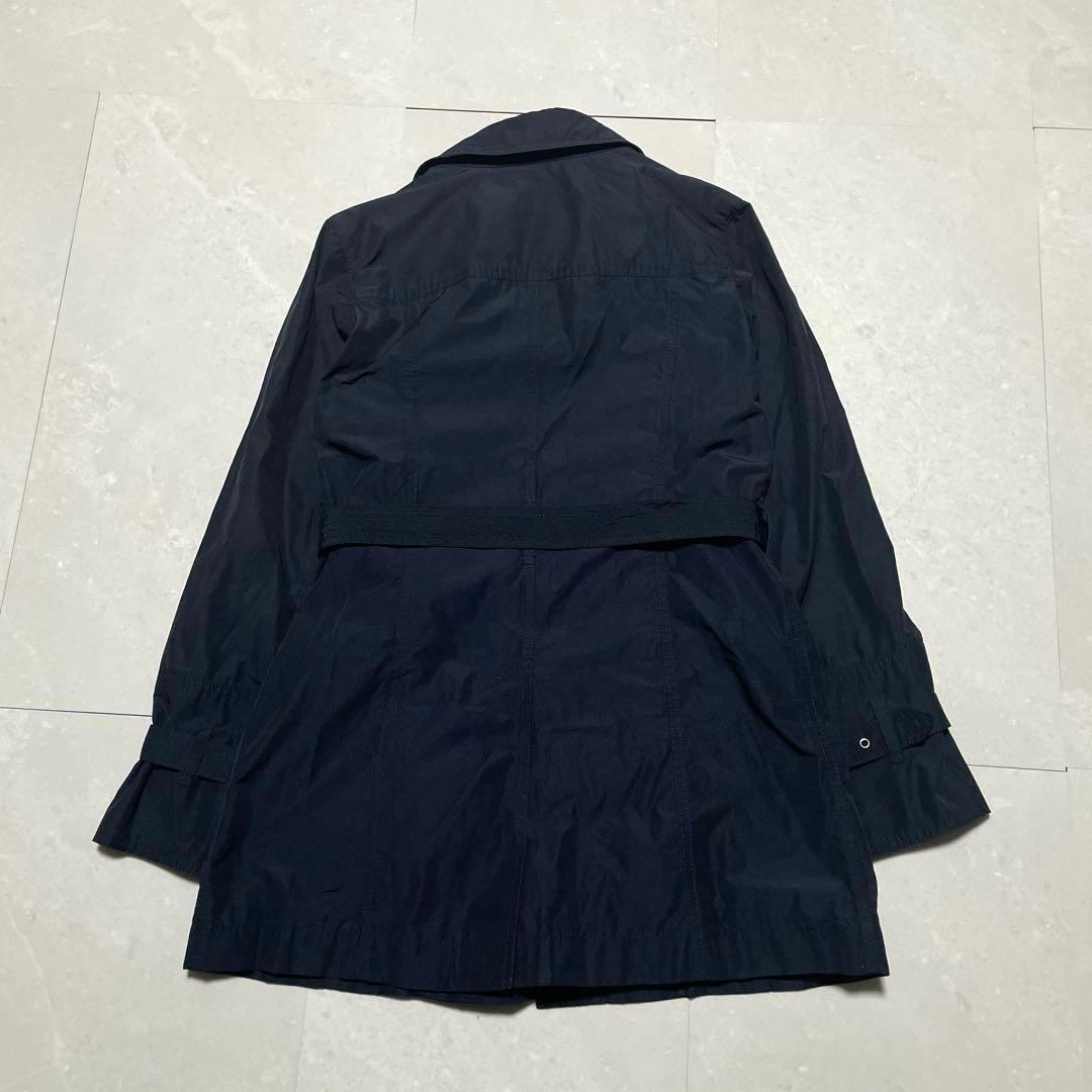 バーバリー BURBERRY ステンカラー ベルト チェック ネイビー 38