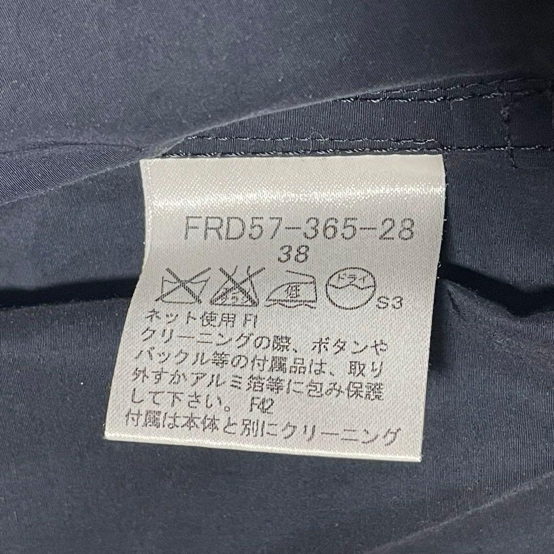 バーバリー BURBERRY ステンカラー ベルト チェック ネイビー 38