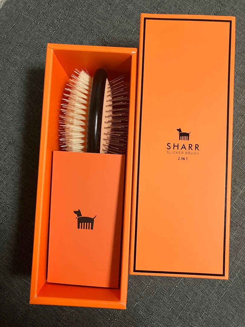 ★本日限定★SHARR ペットブラシ 黒 オレンジ 犬 猫 2in1 韓国　新品