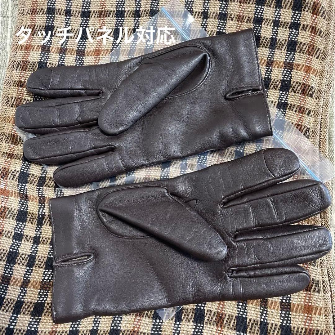 【着用少なめ】美品定番モデル/COACH本革レザー手袋Ｍダークブラウン