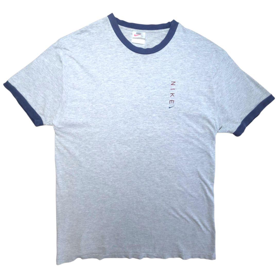 90s NIKE ワンポイントロゴ刺繍リンガーTシャツ　ナイキ