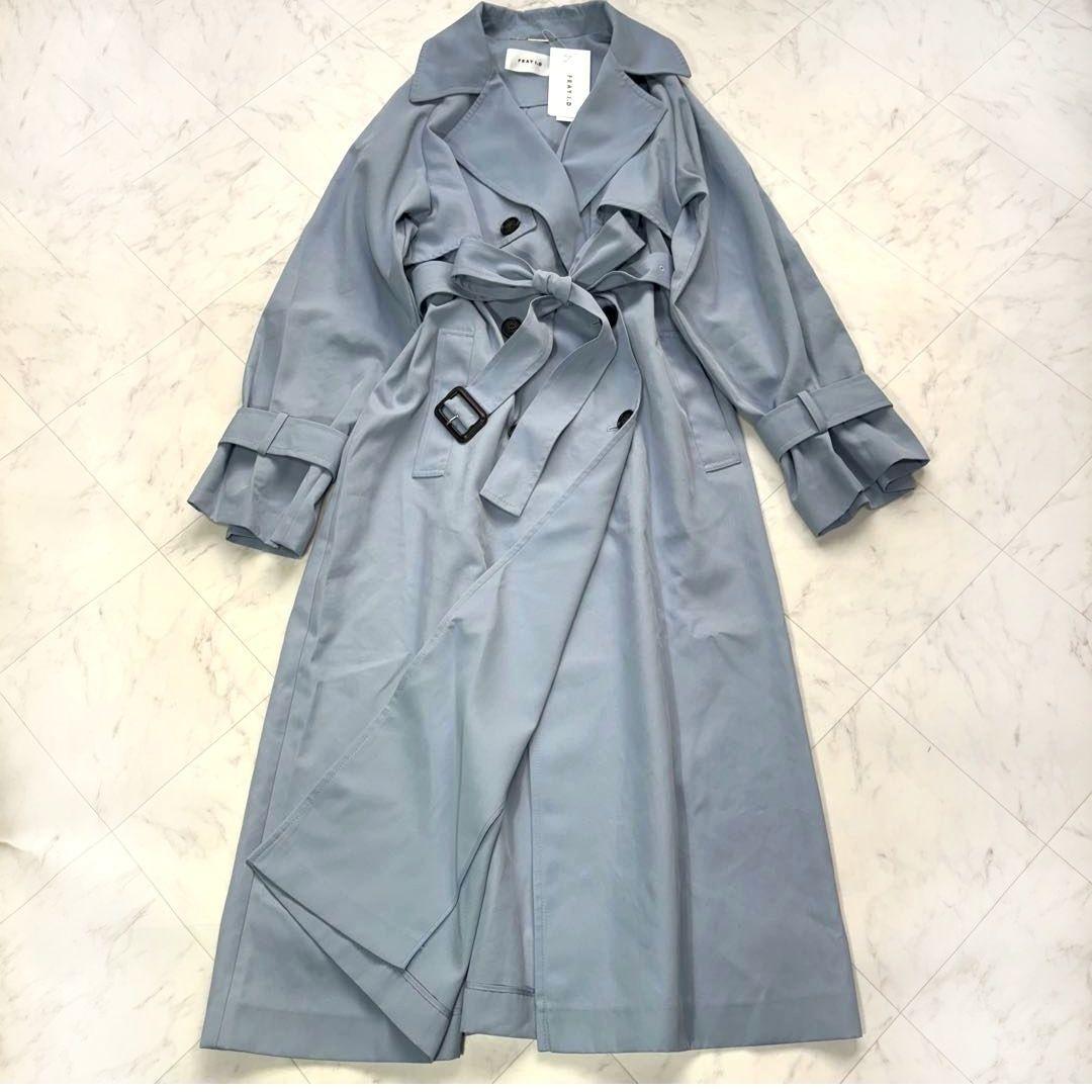 新品　タグ付き　フレイ アイディー　オーバートレンチコート　ブルー 25SS
