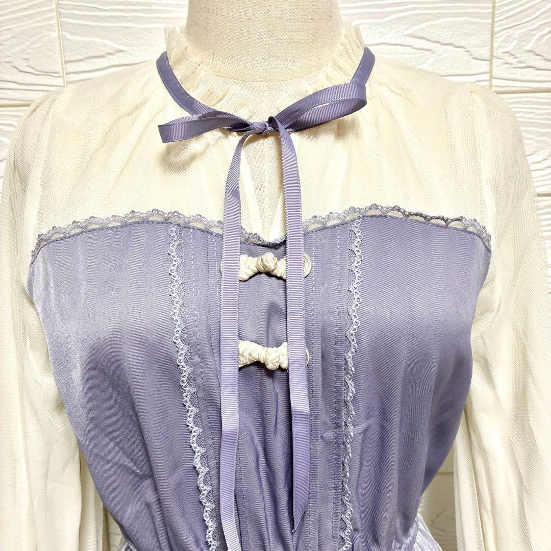 美品♪チャイナボタン 紫色長袖ワンピース♡axes femme POETIQUE