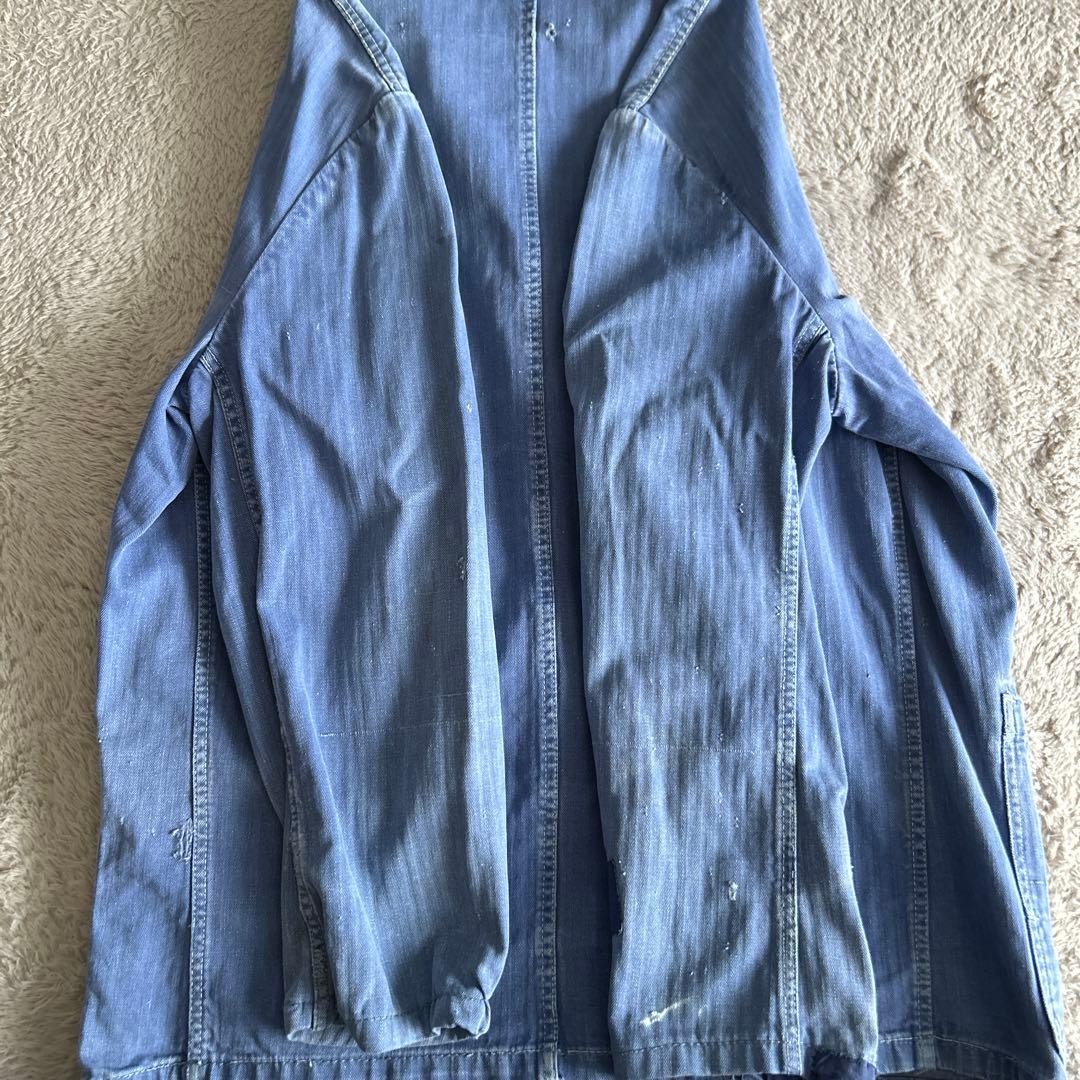 70s 80s SANFOR 襤褸 フェード ユーロワーク HBT カバーオール