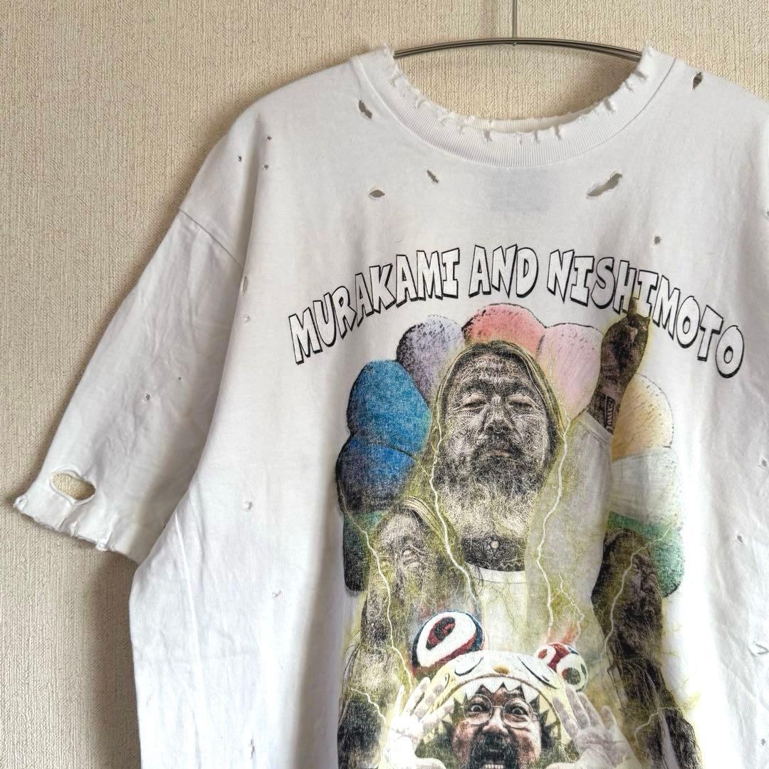 【美品】カイカイキキ　両面プリントTシャツ　ダメージ加工　村上と西本　XL
