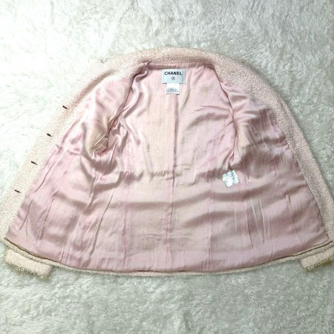 CHANEL シャネル ツイードジャケット ピンクベージュ ココマーク 40