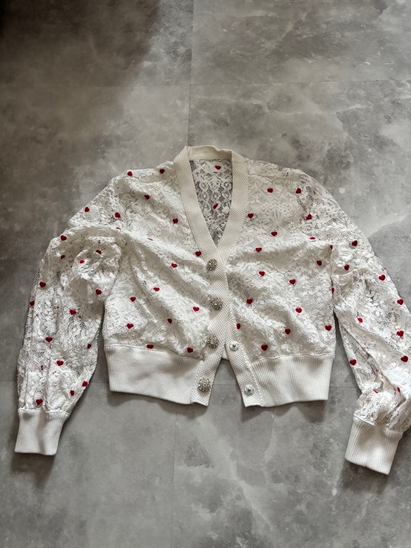 【美品】ダブルスタンダードクロージング ダブスタ ハート刺繍レースカーディガン