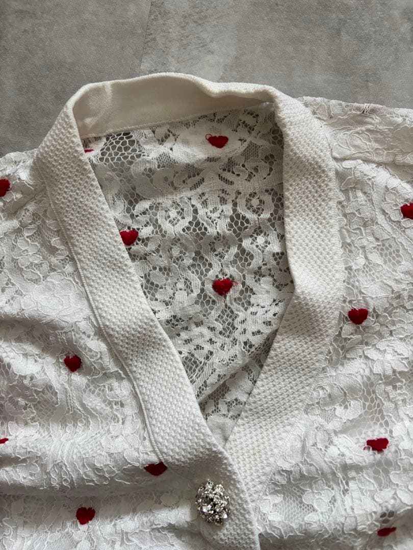 【美品】ダブルスタンダードクロージング ダブスタ ハート刺繍レースカーディガン