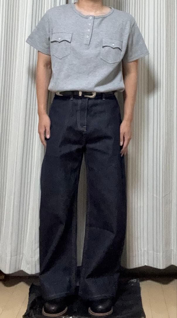 B.BALLSY ボールジーブラザーズ ルーズヘンリーネックワッフルティー2色