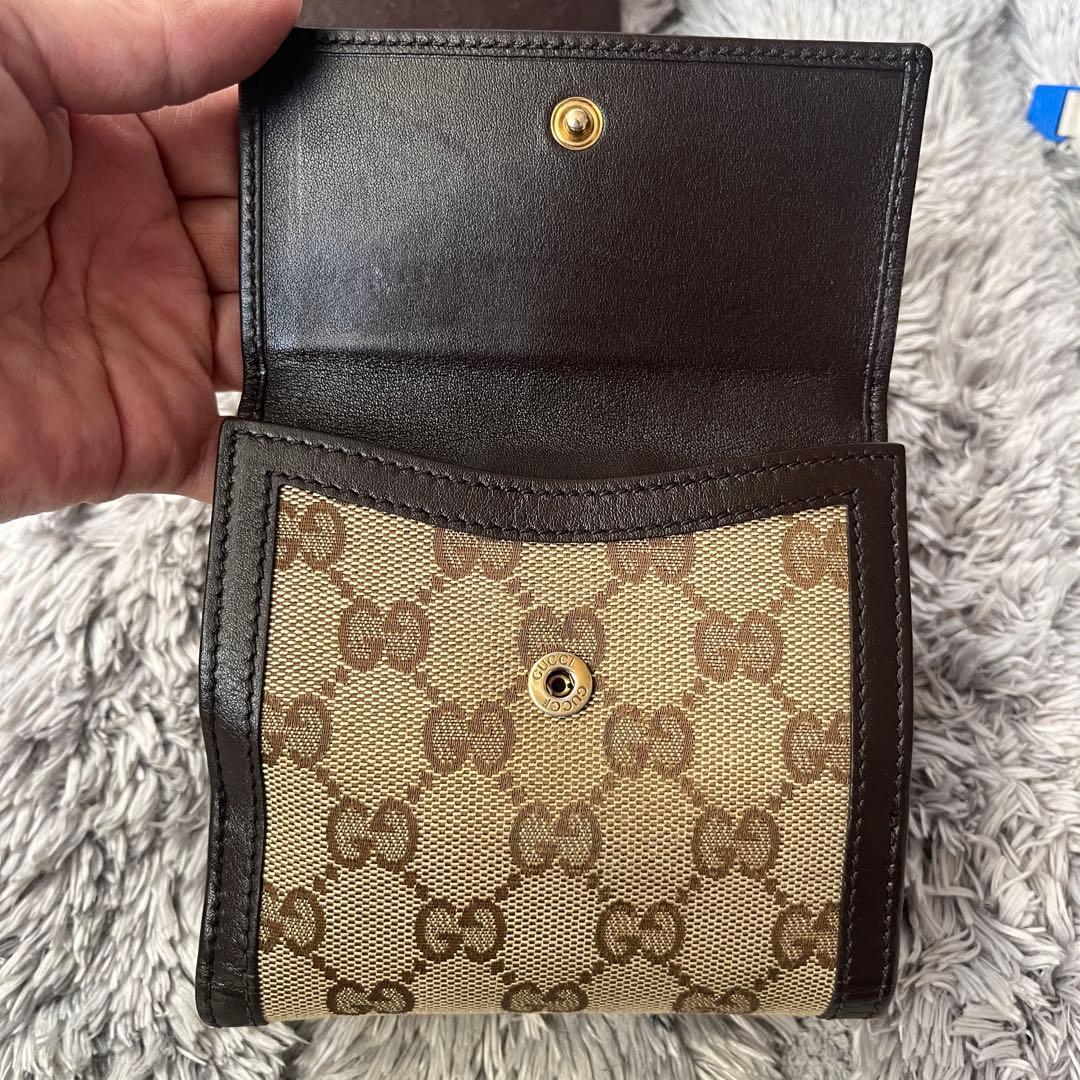 専用　GUCCI 折り財布　GGロゴ金具 キャンバスブラウンダークブラウン
