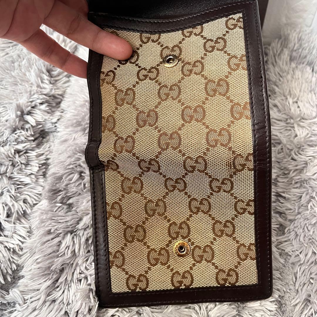 専用　GUCCI 折り財布　GGロゴ金具 キャンバスブラウンダークブラウン