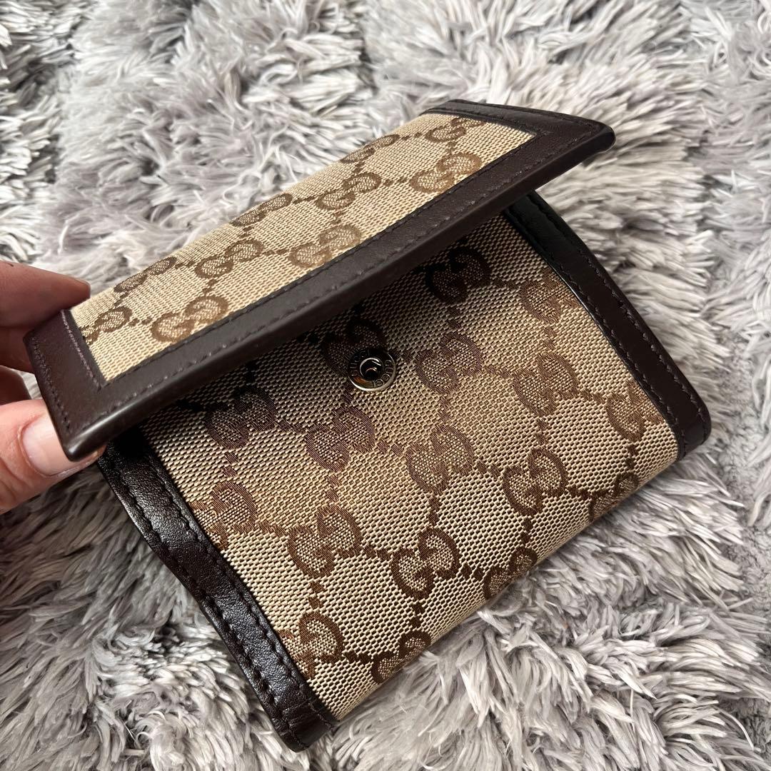 専用　GUCCI 折り財布　GGロゴ金具 キャンバスブラウンダークブラウン