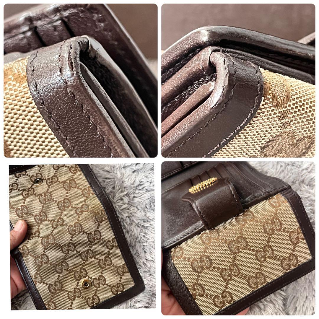 専用　GUCCI 折り財布　GGロゴ金具 キャンバスブラウンダークブラウン