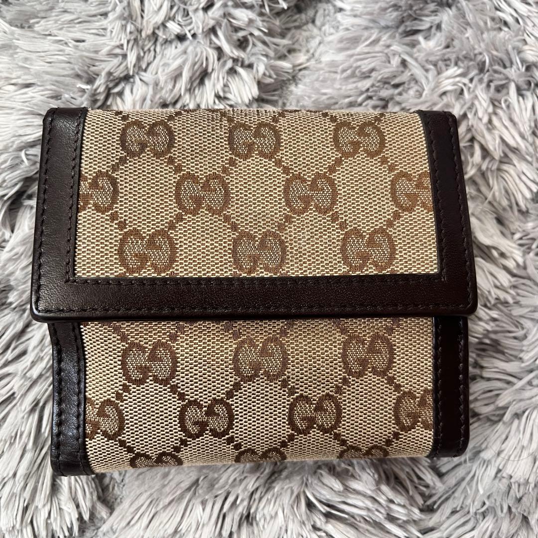 専用　GUCCI 折り財布　GGロゴ金具 キャンバスブラウンダークブラウン