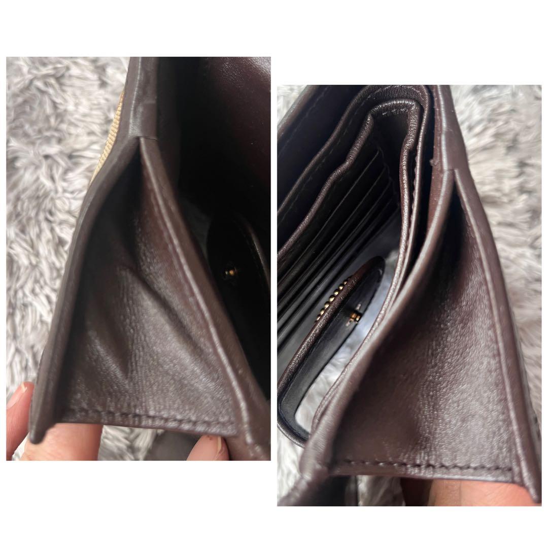 専用　GUCCI 折り財布　GGロゴ金具 キャンバスブラウンダークブラウン