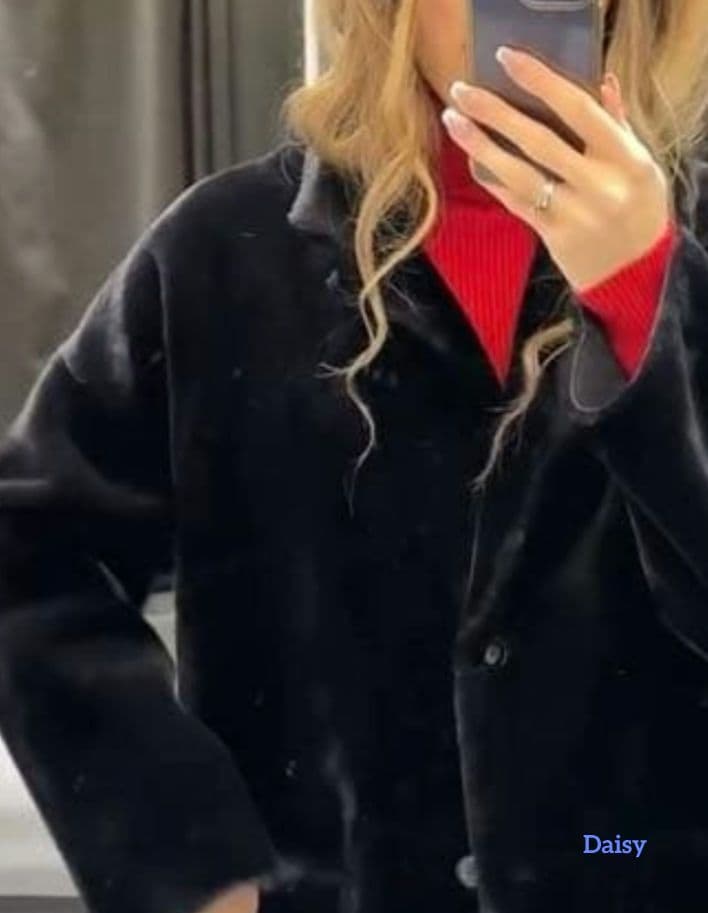 新品ザラZARA✨ファー ロングコート ブラック 黒M ファーコート ボアコート