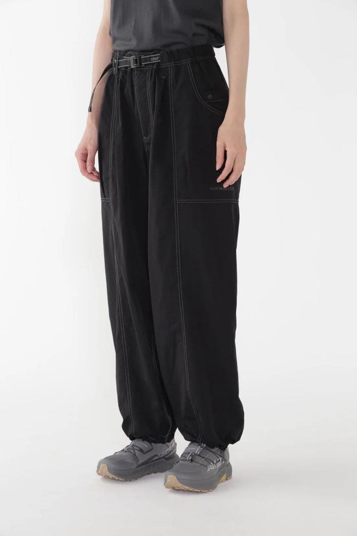 パンツ and wander crinkled nylon pants