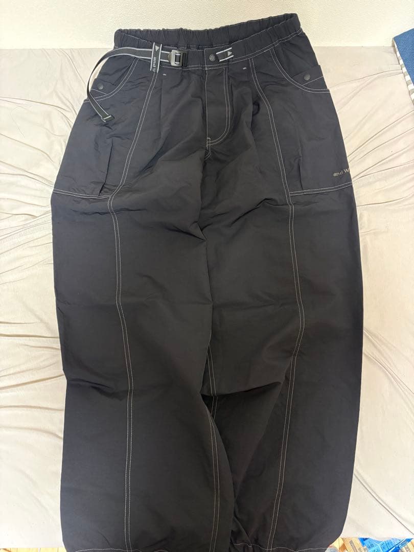 パンツ and wander crinkled nylon pants