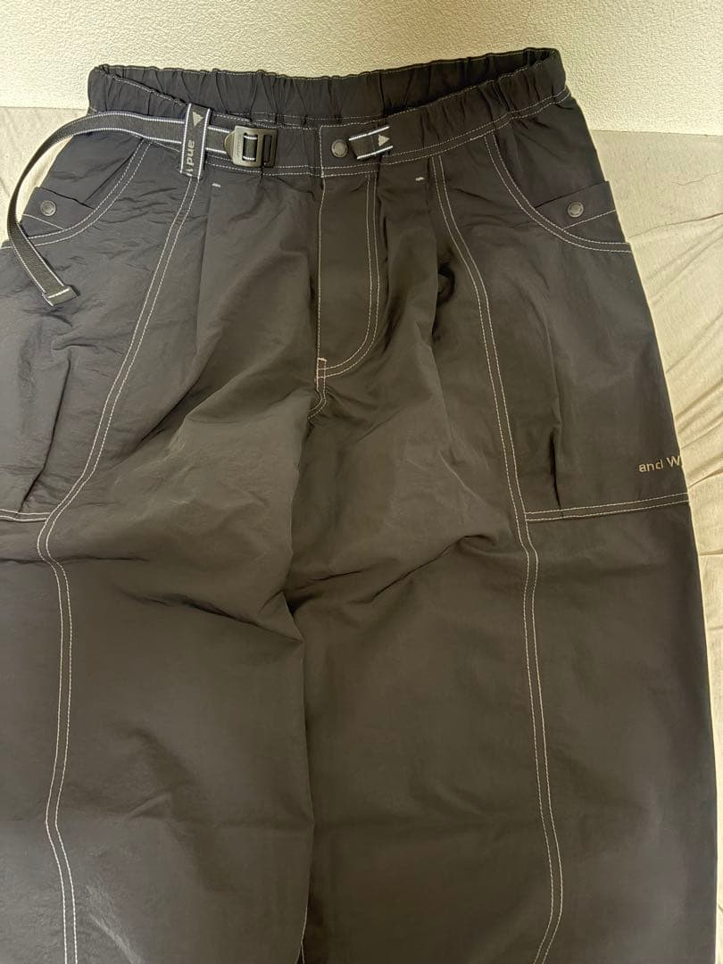 パンツ and wander crinkled nylon pants